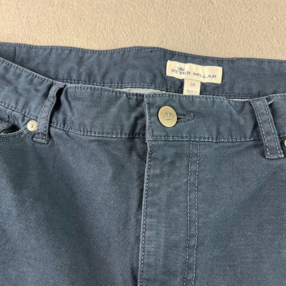 Peter Millar Pants Mens 38x28 Blue Chino Crown Vintage Canvas 5 Pocket Casual - Picture 2 of 11